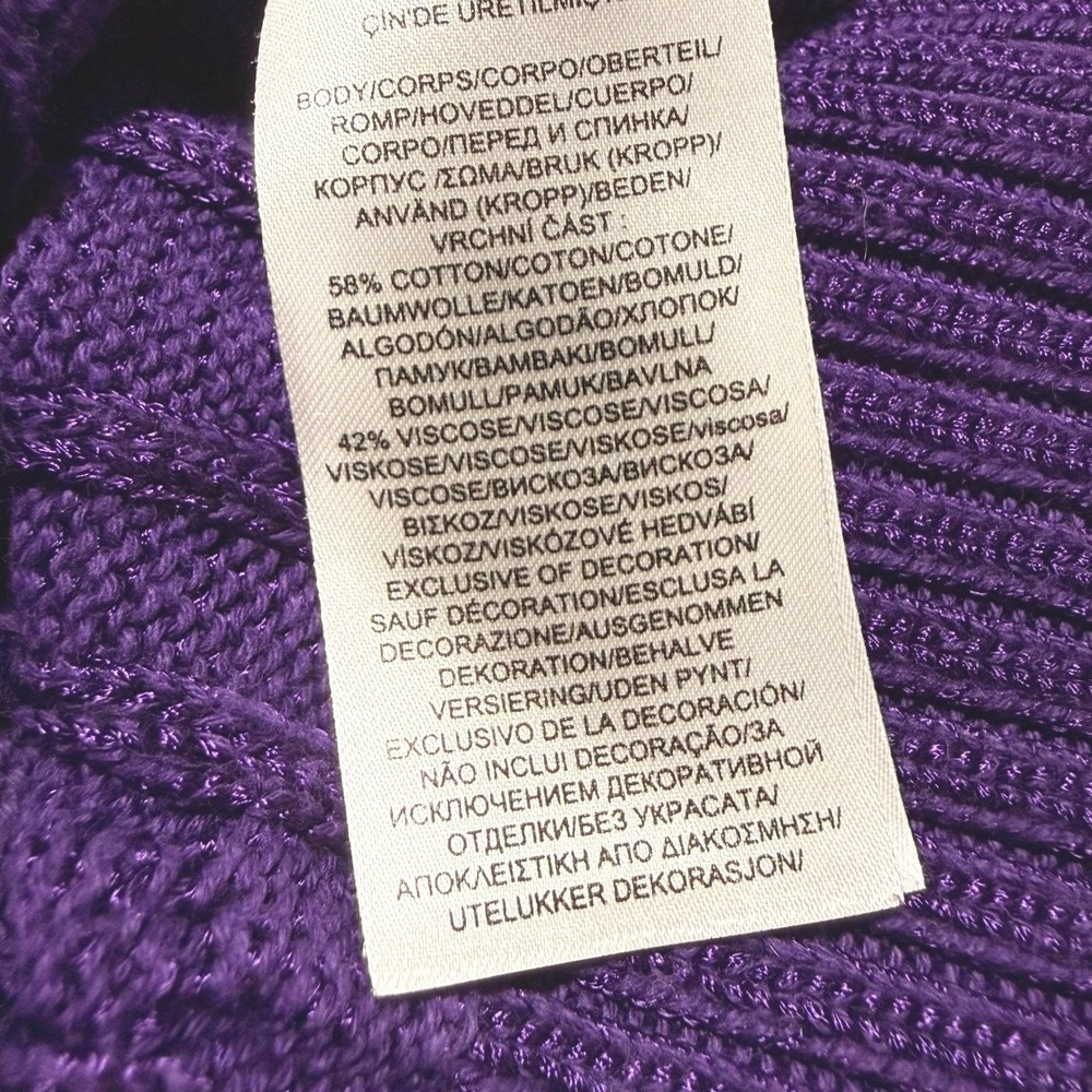 Lauren Ralph Lauren Purple Cable Knit Sweater Small Petite Metallic Crest Emblem - Picture 4 of 5